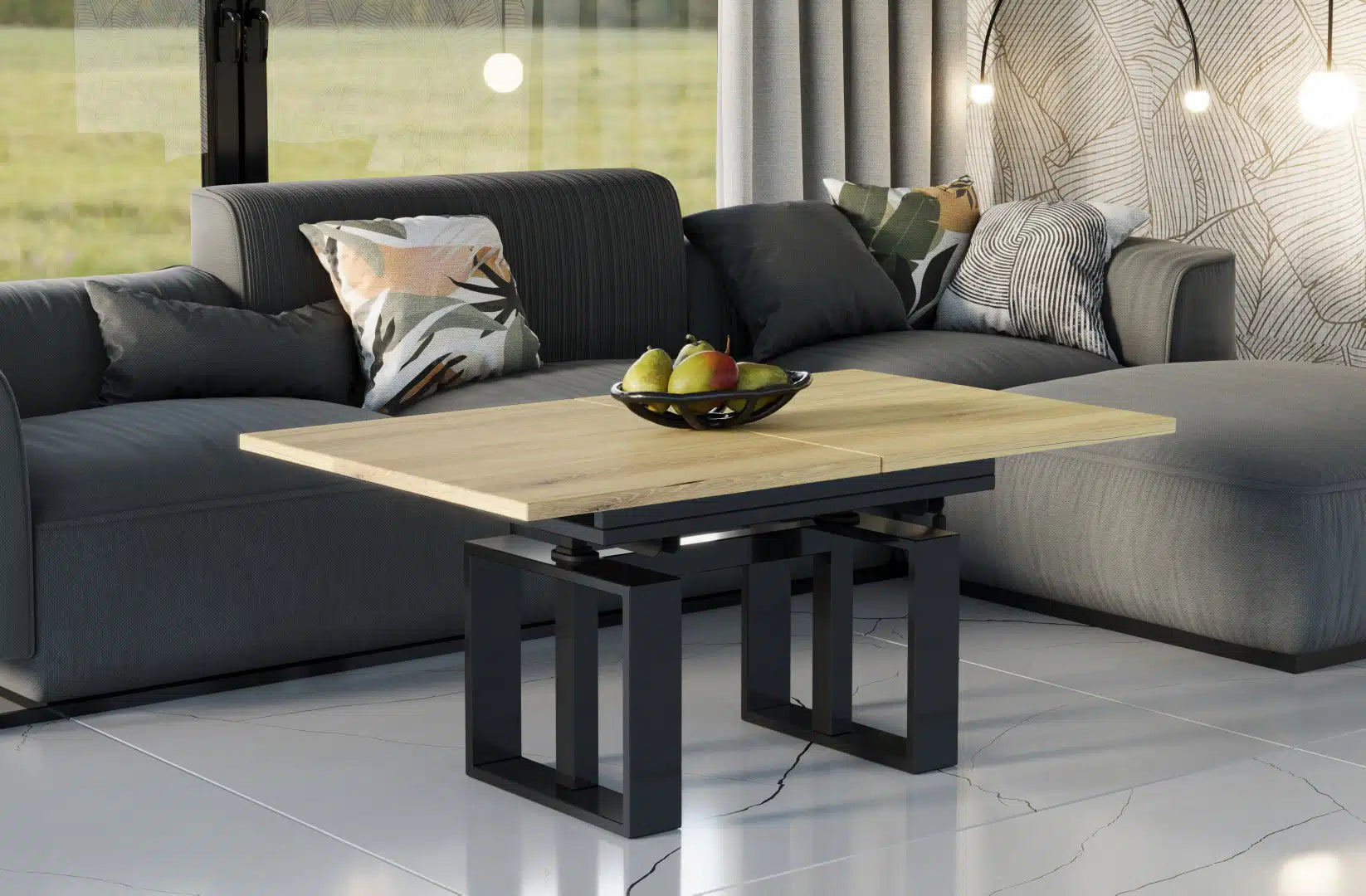 Der multifunktionale Couch- und Esstisch Empoli von Endo Möbel - ein Möbelstück der Extraklasse! Mit seiner innovativen Auszieh- und Höhenverstellfunktion ist er perfekt für gesellige Abende mit Freunden und Familie geeignet und bietet gleichzeitig eine praktische Ablagefläche im Alltag.