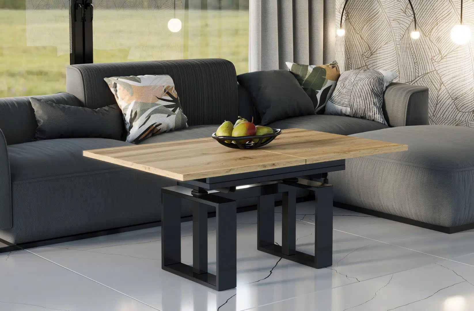 Der multifunktionale Couch- und Esstisch Empoli von Endo Möbel - ein Möbelstück der Extraklasse! Mit seiner innovativen Auszieh- und Höhenverstellfunktion ist er perfekt für gesellige Abende mit Freunden und Familie geeignet und bietet gleichzeitig eine praktische Ablagefläche im Alltag.