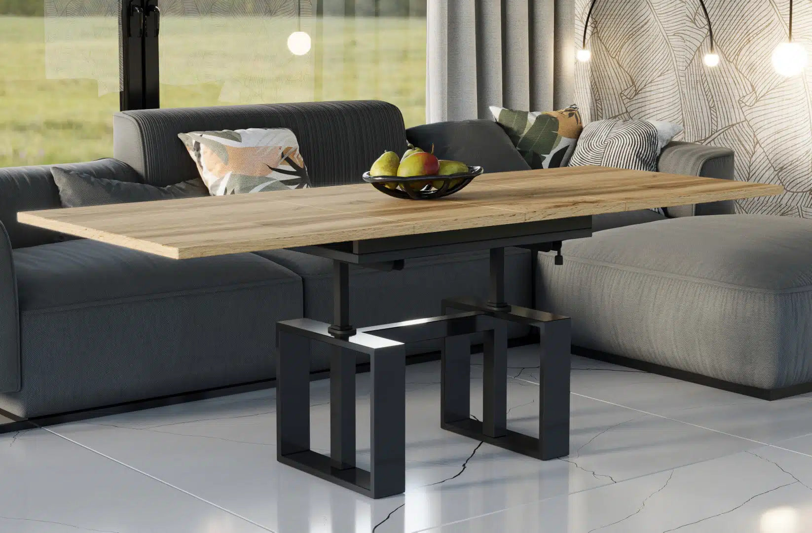 Der multifunktionale Couch- und Esstisch Empoli von Endo Möbel - ein Möbelstück der Extraklasse! Mit seiner innovativen Auszieh- und Höhenverstellfunktion ist er perfekt für gesellige Abende mit Freunden und Familie geeignet und bietet gleichzeitig eine praktische Ablagefläche im Alltag.