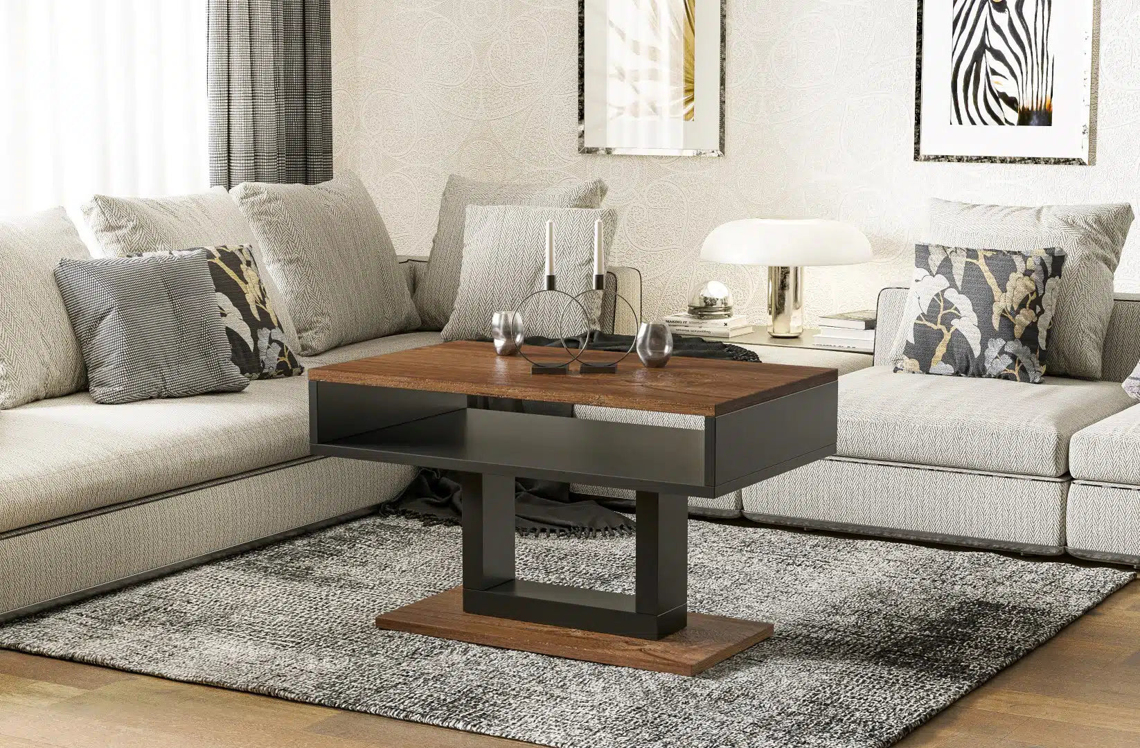 Erleben Sie Gemütlichkeit pur mit dem exquisiten Holz Couchtisch von Endo Möbel - ideal für gesellige Abende und als praktische Ablagefläche im Alltag. Verwandeln Sie Ihr Wohnzimmer zur Wohlfühloase!