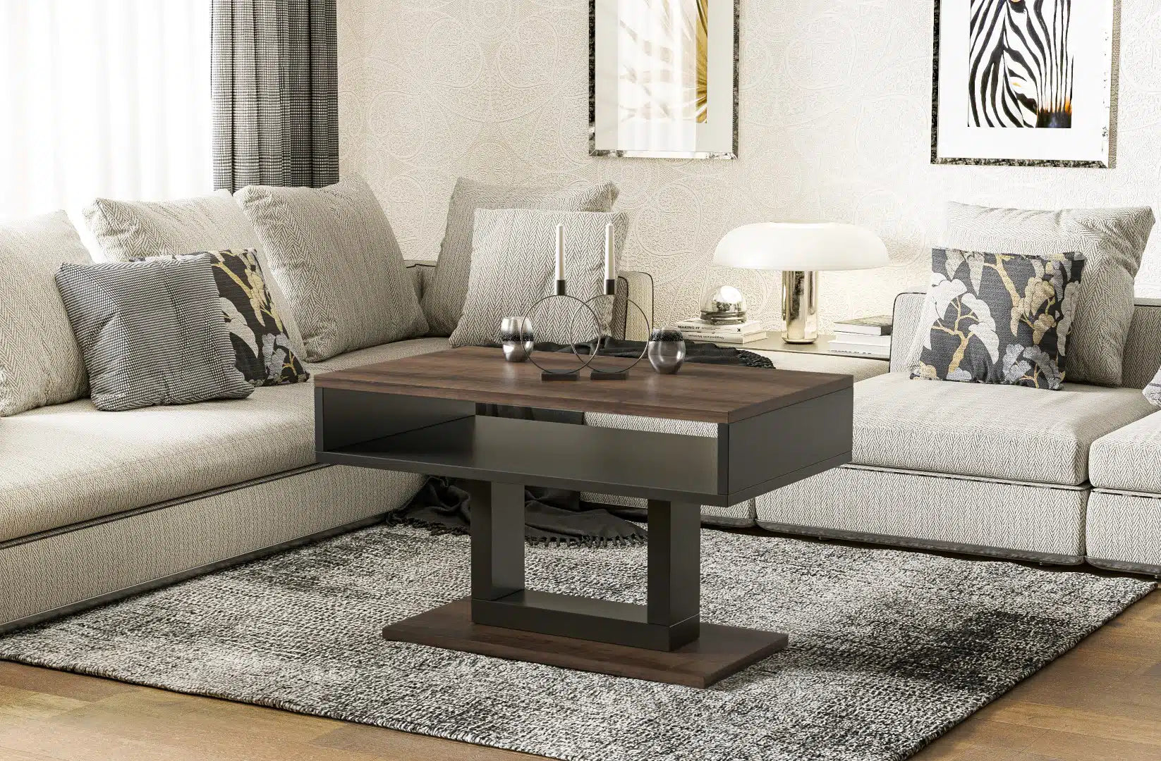 Erleben Sie Gemütlichkeit pur mit dem exquisiten Holz Couchtisch von Endo Möbel - ideal für gesellige Abende und als praktische Ablagefläche im Alltag. Verwandeln Sie Ihr Wohnzimmer zur Wohlfühloase!