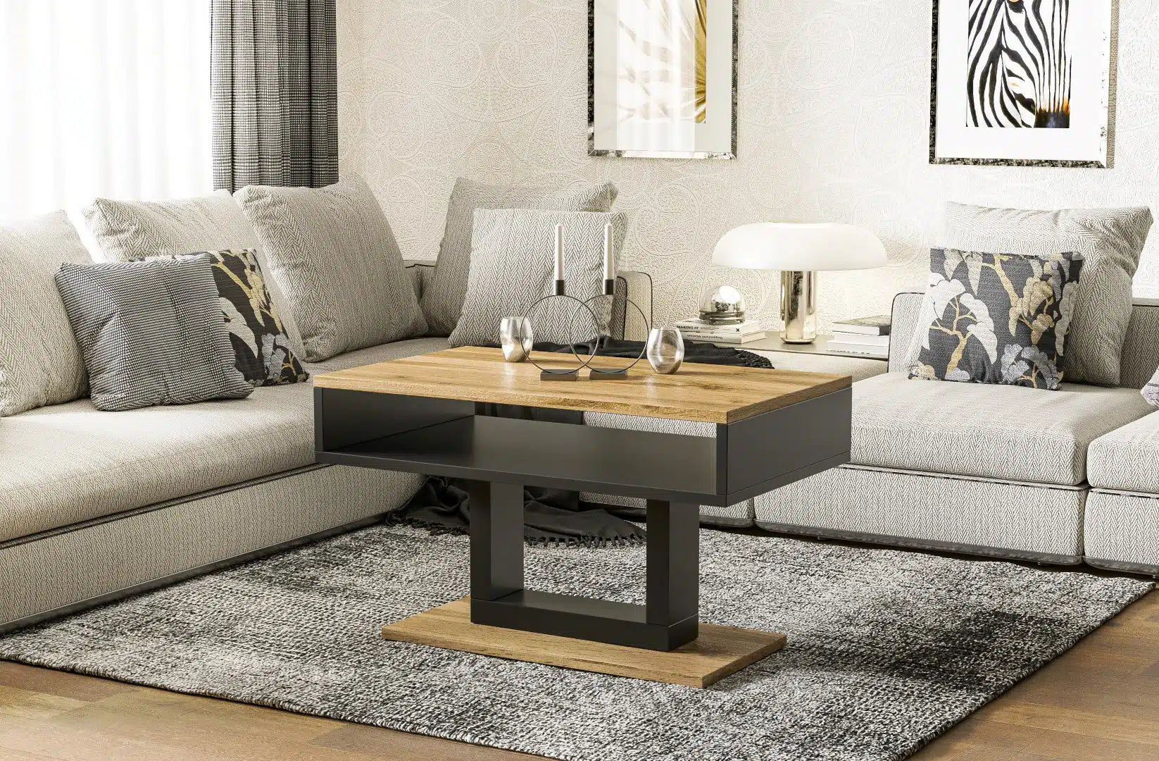 Erleben Sie Gemütlichkeit pur mit dem exquisiten Holz Couchtisch von Endo Möbel - ideal für gesellige Abende und als praktische Ablagefläche im Alltag. Verwandeln Sie Ihr Wohnzimmer zur Wohlfühloase!