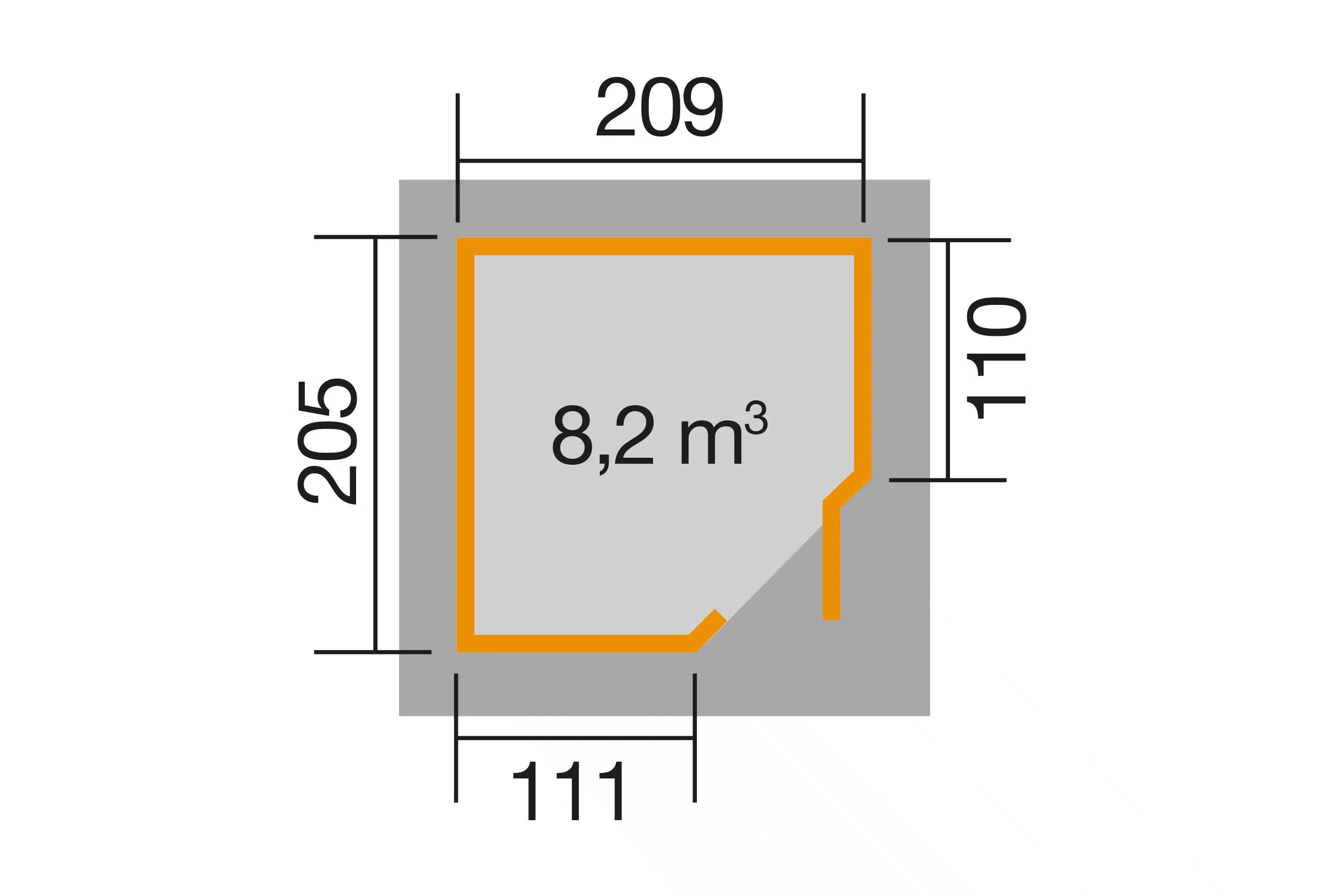 Gartenhaus Maße 209x205