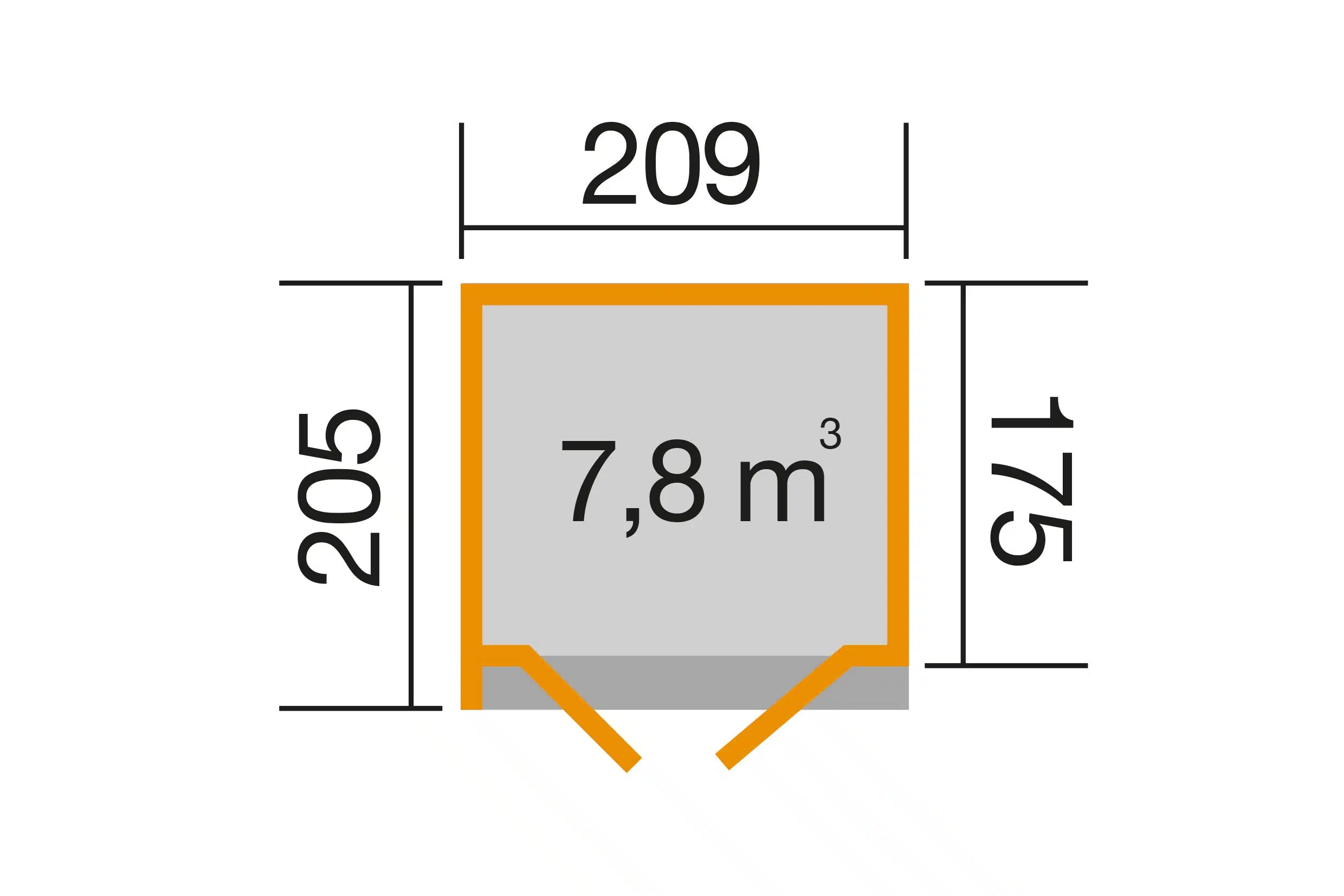 Gartenhaus Maße 209x205