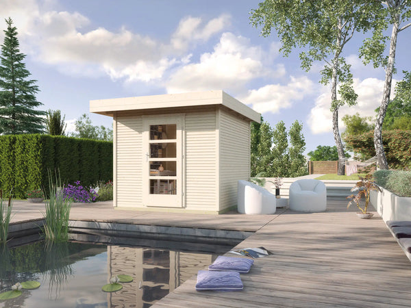 Weka Flachdach Designhaus aus Fichtenholz naturbelassen - Gartenhaus zum verstauen oder als Wohnraumerweiterung nutzen
