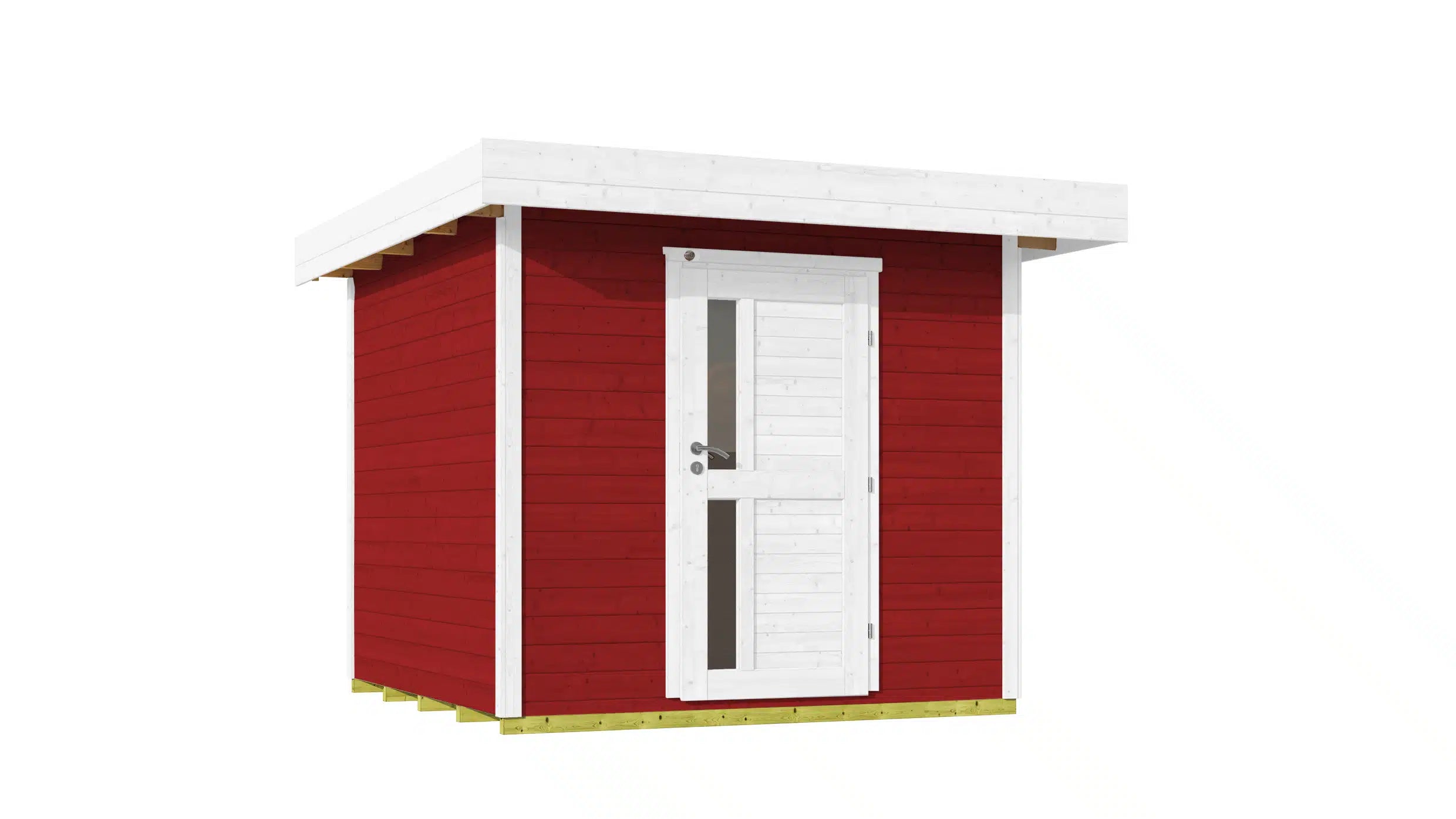 Weka Flachdach Designhaus aus Fichtenholz in weiß/rot - Gartenhaus zum verstauen oder als Wohnraumerweiterung nutzen