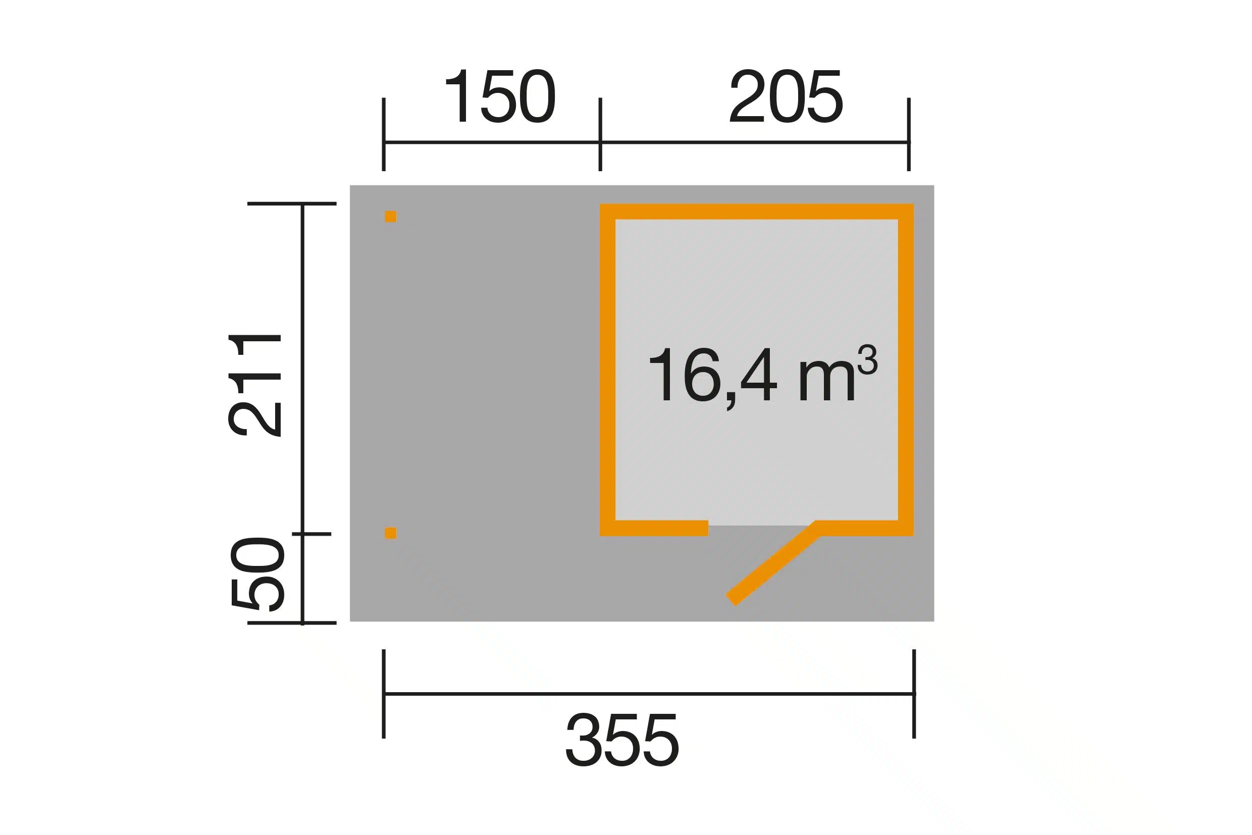 Gartenhaus Maße 355x211