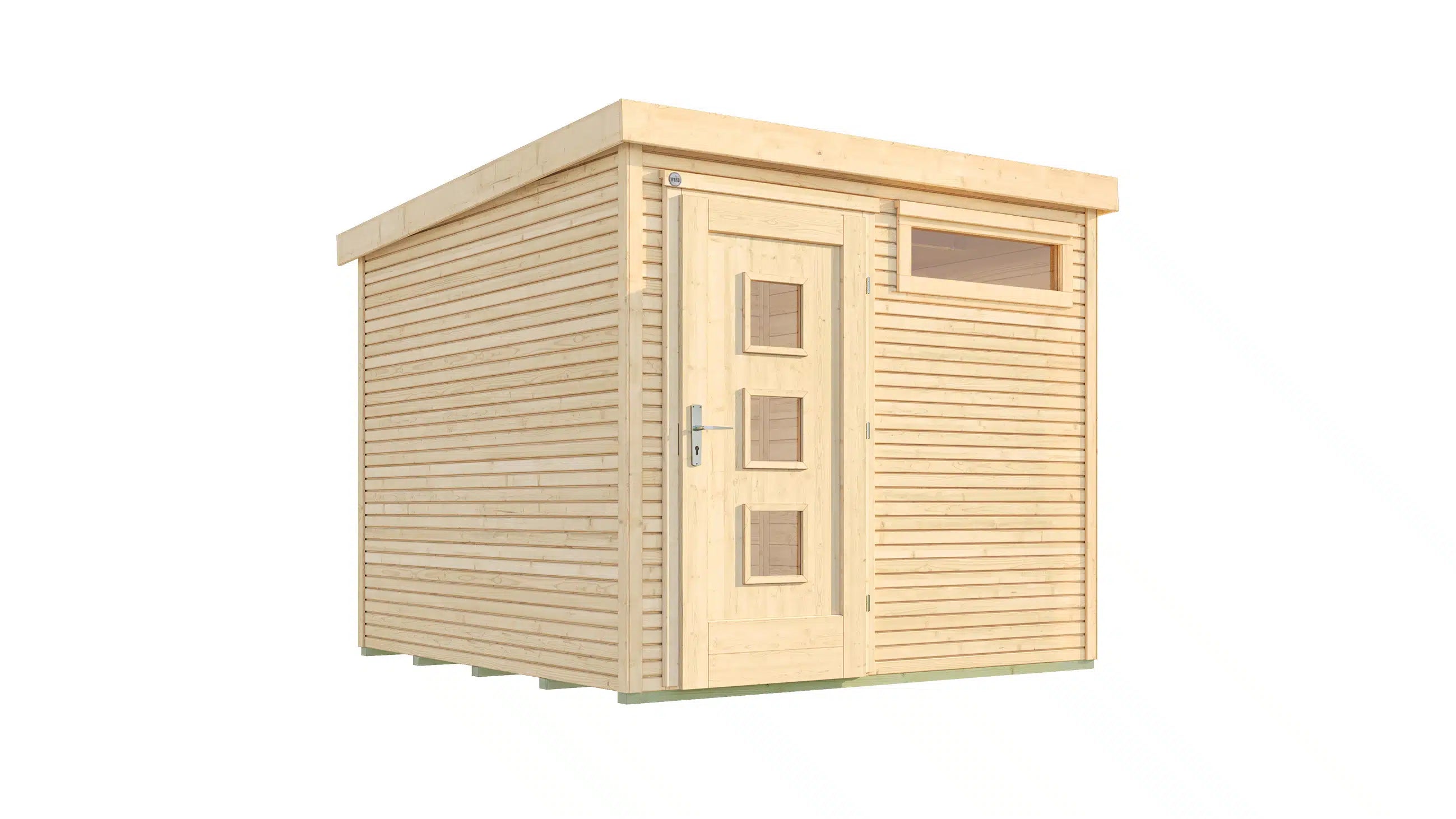 Weka Pultdachdach Designhaus aus Fichtenholz naturbelassen - Gartenhaus zum verstauen oder als Wohnraumerweiterung nutzen