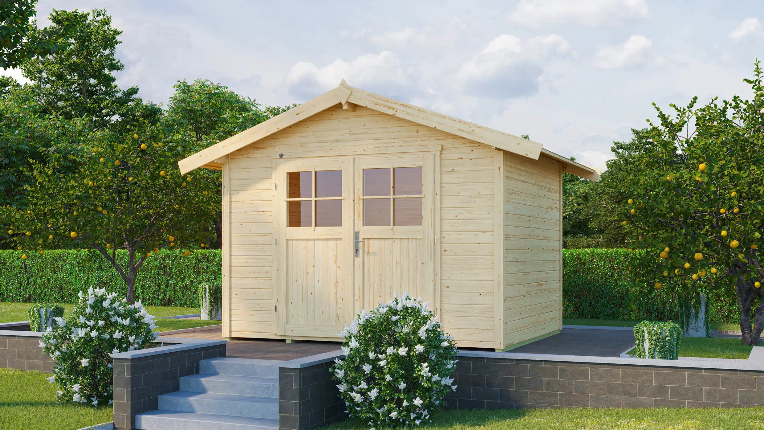 Weka Satteldach Holzhaus aus Fichtenholz naturbelassen - Gartenhaus zum verstauen oder als Wohnraumerweiterung nutzen
