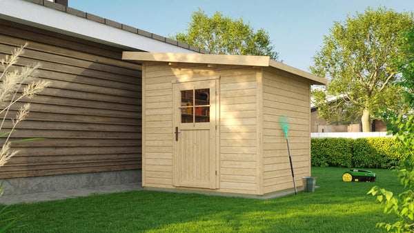 Weka Flachdach Gartenhütte aus Fichtenholz naturbelassen - Gartenhaus zum verstauen oder als Wohnraumerweiterung nutzen